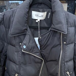 Diane von Furstenberg Dark Gray Quilted Puffer Jacket